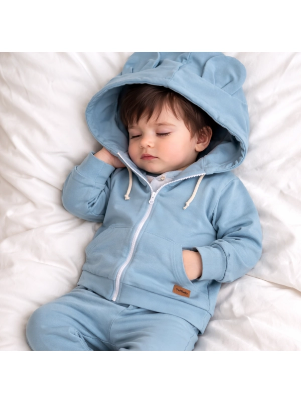 Stalowy niebieski - komplet z zamkiem i kapturem Stalowy niebieski - komplet z zamkiem i kapturem